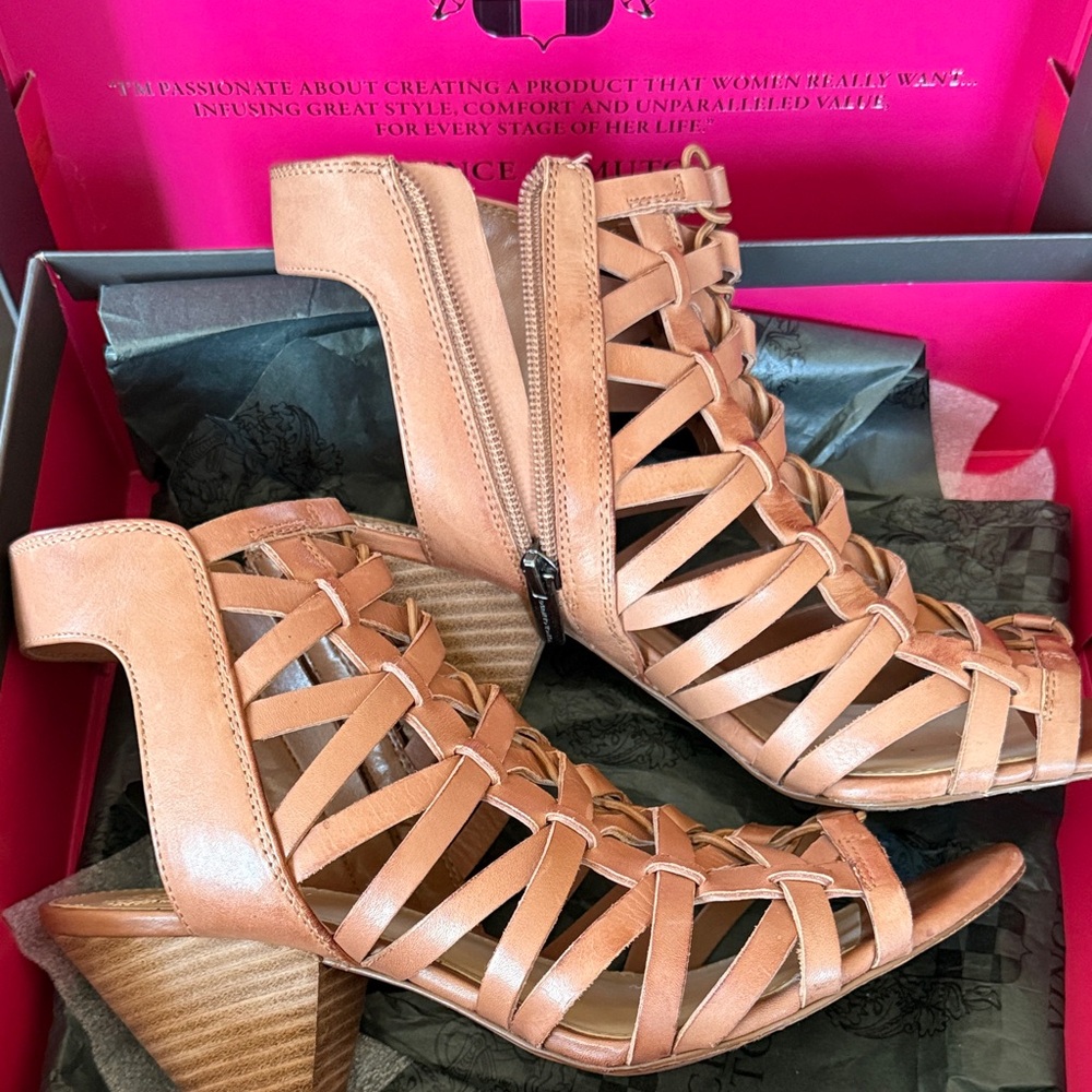 Vince Camuto Tan Strappy Wedge Sandals